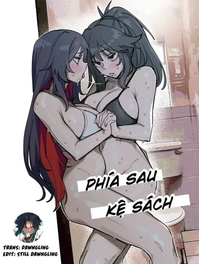 Phía sau kệ sách